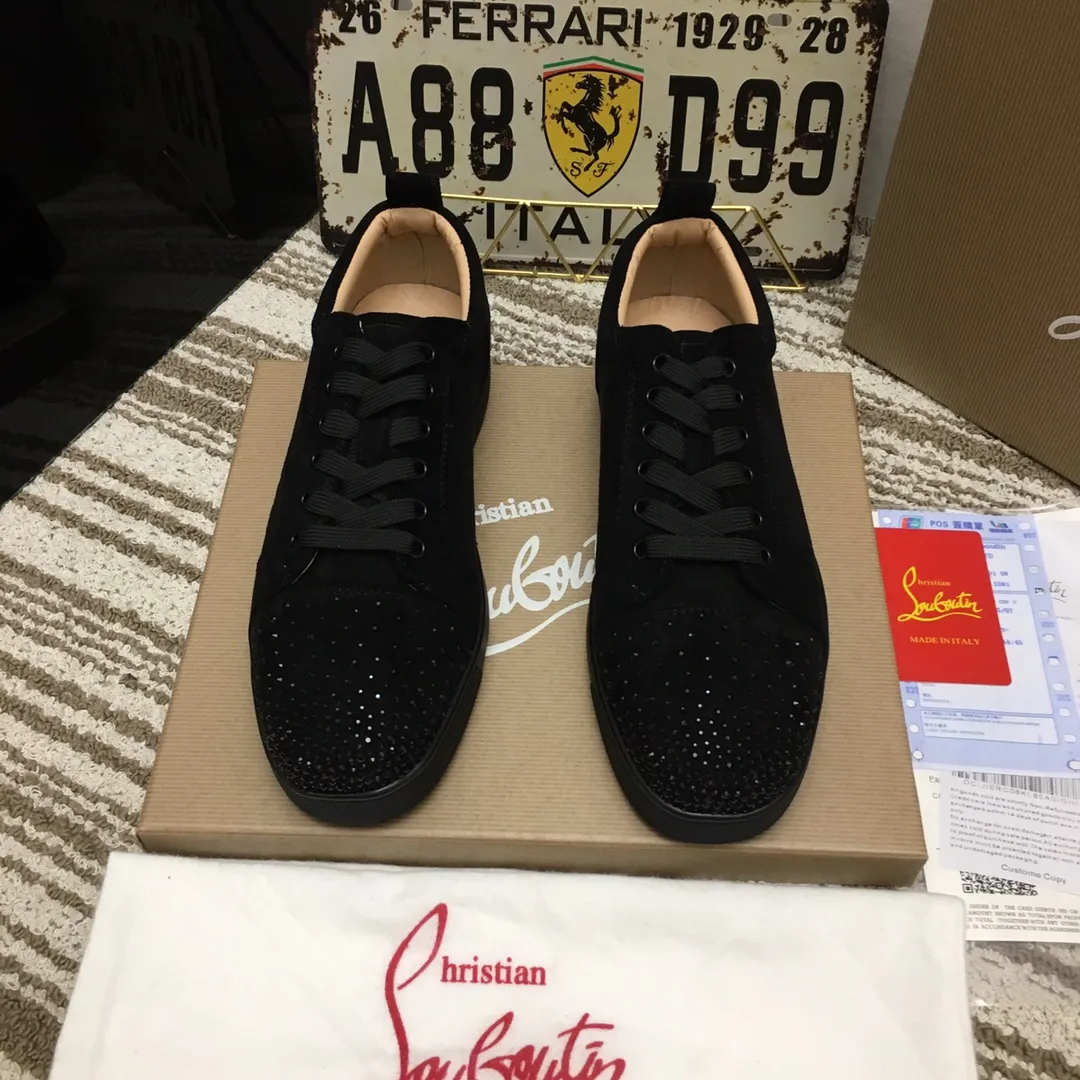Ex-factory price 440. christian louboutin (CL red sole shoes) counter hot diamond series, high-top casual sneakers for couples 📢 📢 📢 Exclusive hot style release 🎈🎈💪 Movable latex feet 👻 Finished outsole sewing line [satisfied] 😝Female 35-40# Male 38#-46, global supply😝 [Top version]: original imported cowhide suede upper, top original leather lining, original molded TPU outsole, original 1:1 detail processing, original shoe last,